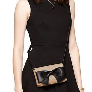 Kate Spade Montrose Avenue Aster crossbody bow purse beige/blk NWOT